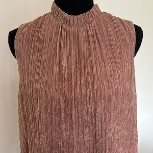 Anthropologie mock neck copper shimmer blouse